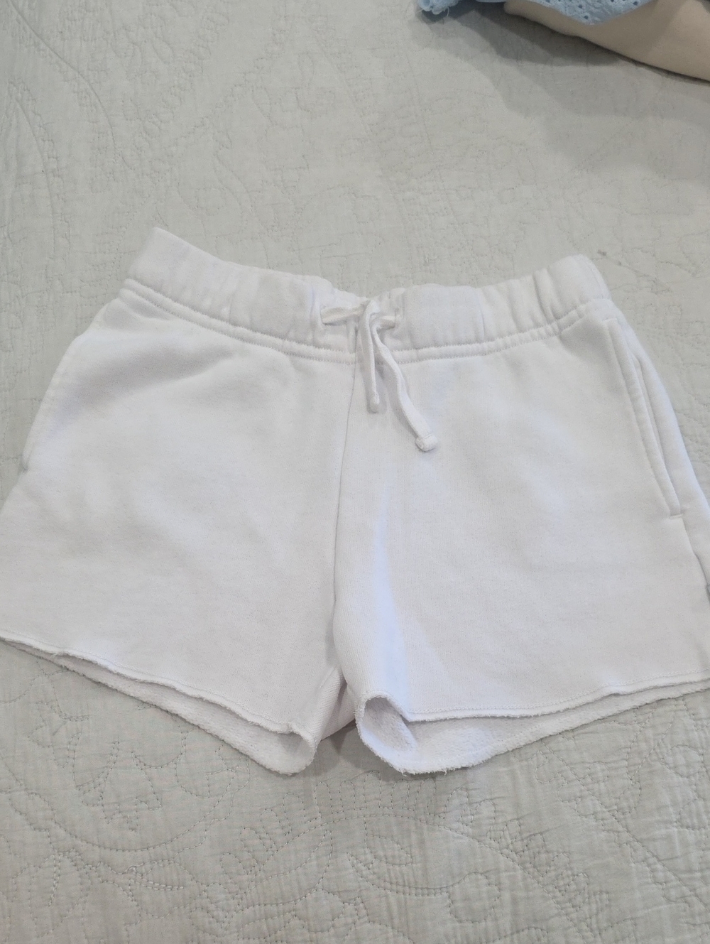 abercrombie kids White Terry Athletic Drawstring Shorts